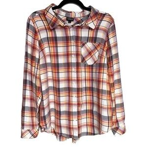 Torrid Rayon Lightweight Plaid Button Up Long Sleeve Blouse Top 2X